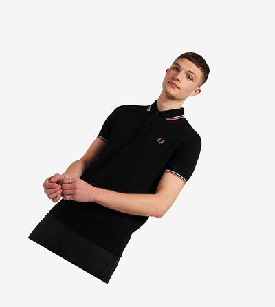 Black / Blue Fred Perry M3600 Men's Polo Shirts | ENXVW-3184