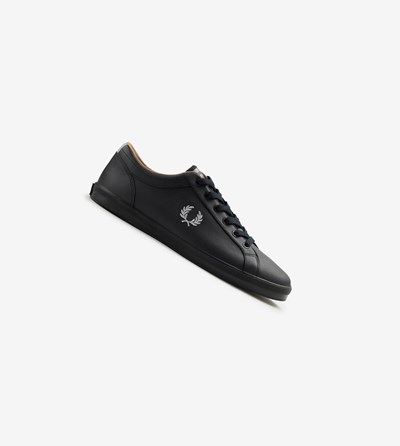 Black Fred Perry Baseline Men's Sneakers | YJELZ-9162