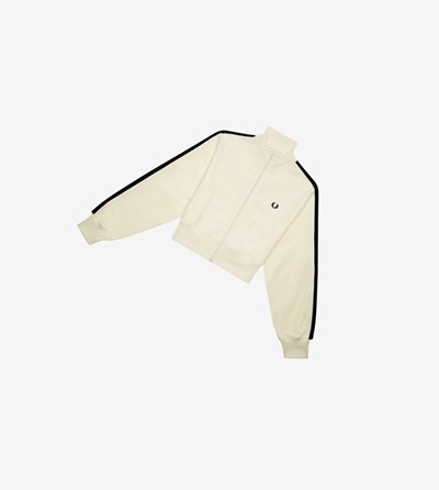 Black Fred Perry Cropped Taped Track Jacket Women's Jackets | BJDVP-0287