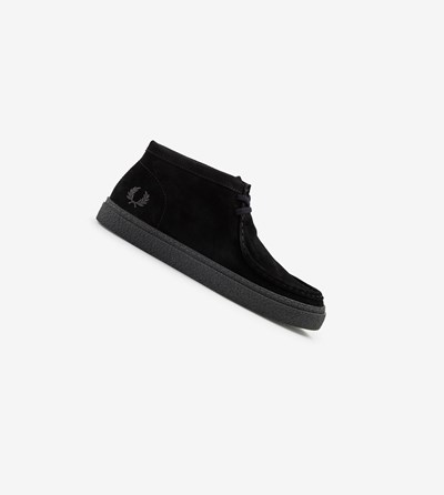 Black Fred Perry Dawson Mid Men's Suede Shoes | KOSTG-5872