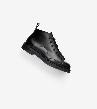 Black Fred Perry George CoxLeather Monkey Boots Men's Boots | XEWPO-0237