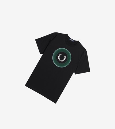 Black Fred Perry Gradient Graphic Men's T Shirts | RIEHQ-6792