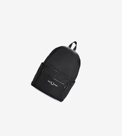 Black Fred Perry Graphic Tape Backpack Men's Bags | DELIJ-9547