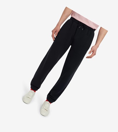 Black Fred Perry Loopback Sweatpants Men's Tracksuits | OCPYS-1935