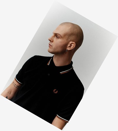 Black Fred Perry M12 Men's Polo Shirts | PCEZV-4107