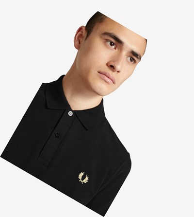 Black Fred Perry M3 Men's Polo Shirts | YKFGI-3587