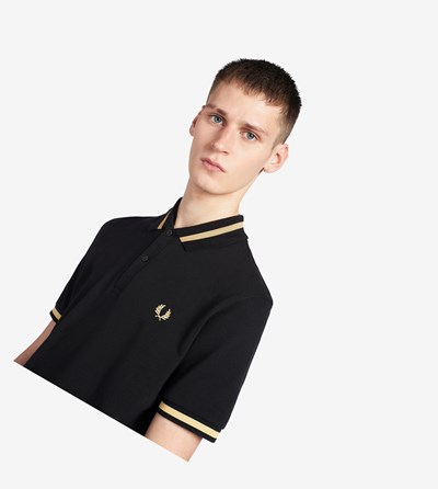 Black Fred Perry Made In England M2 Men's Polo Shirts | FSHUP-1639