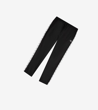 Black Fred Perry Taped Track Pants Men's Trousers | ICSOV-1058