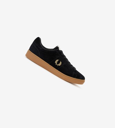 Black / Metal Gold Fred Perry Spencer Men's Sneakers | HXTGW-1258