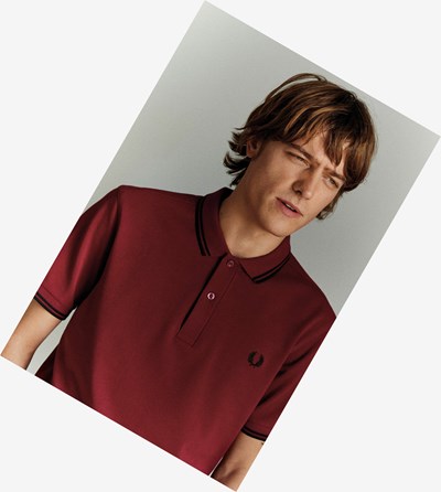 Brown / Black Fred Perry M3600 Men's Polo Shirts | XPEFS-2935