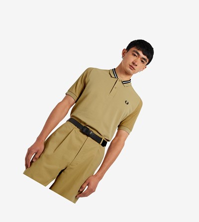 Brown Fred Perry Raglan Sleeve Men's Polo Shirts | SCVFQ-4521