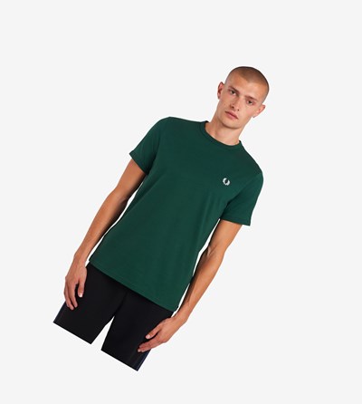 Dark Green Fred Perry Ringer Men's T Shirts | QNMFH-6239