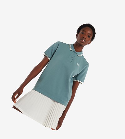 Grey Blue / White Fred Perry G3600 Women's Polo Shirts | FARTW-1846