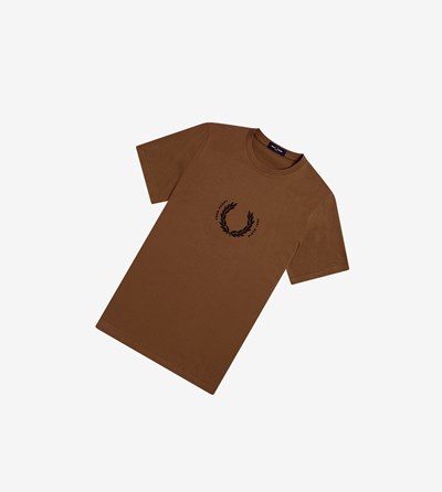 Grey Fred Perry Circle Branding Men's T Shirts | ESCUZ-7390