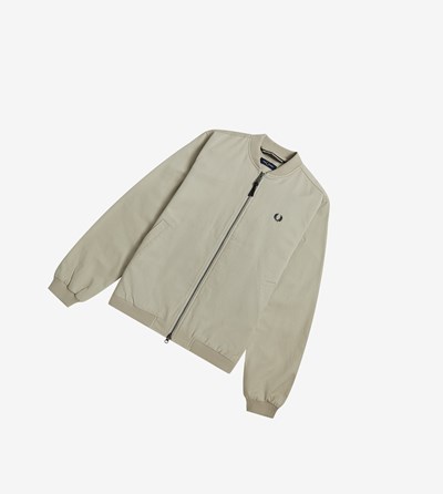 Grey Fred Perry Twill Bomber Jacket Men's Jackets | YGTCM-4031