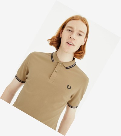 Grey / Navy Fred Perry M3600 Men's Polo Shirts | SCHOK-8396