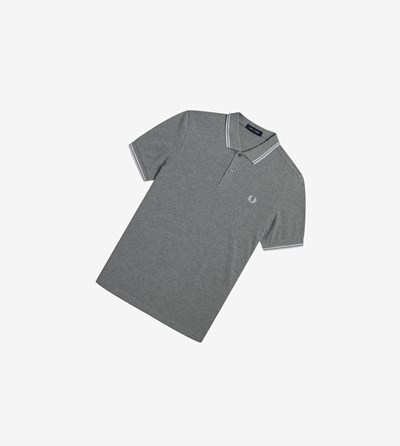 Grey / White Fred Perry M3600 Men's Polo Shirts | HPAJN-6382