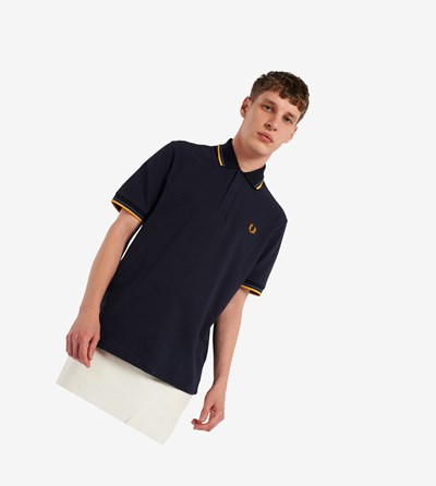 Navy / Blue Fred Perry M12 Men's Polo Shirts | IAXFW-2748