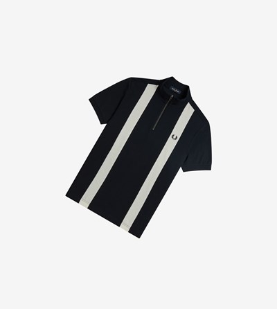 Navy Fred Perry Colour Block Panel Men's Polo Shirts | JZAIG-9352