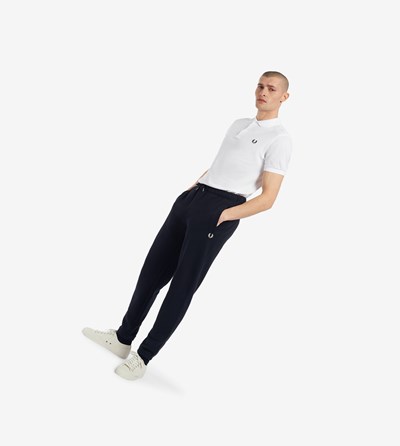 Navy Fred Perry Loopback Sweatpants Men's Trousers | KQJSL-3076