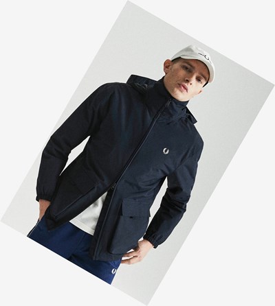 Navy Fred Perry Patch Pocket Zip Through Jacket Men's Jackets | PHYIU-5674