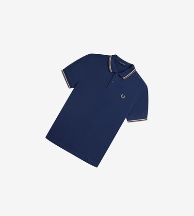 Navy / Grey Fred Perry M3600 Men's Polo Shirts | VGMSN-2498