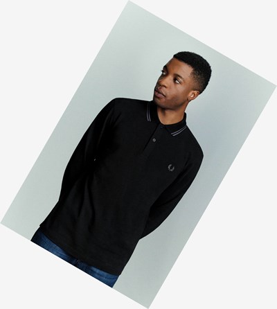 Navy / Grey / Grey Fred Perry M3636 Men's Polo Shirts | SKVTZ-6724