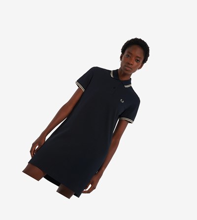 Navy / Light Fred Perry Twin Tipped Shirt Women's Dresses | ZTBOC-0863