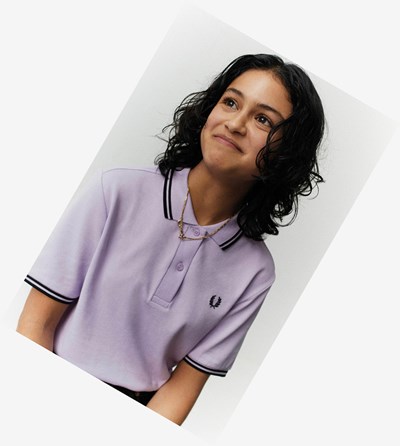 Purple / Black Fred Perry G3600 Women's Polo Shirts | KUCDG-1873