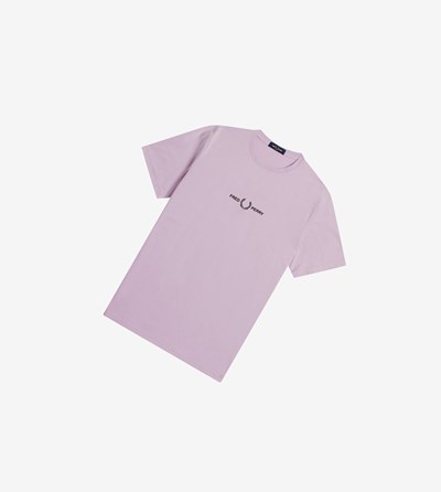 Purple Fred Perry Embroidered Men's T Shirts | RFPIK-5021