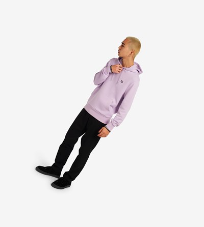 Purple Fred Perry Tipped Hooded Men's Sweatshirt | WIELX-5102