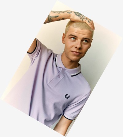 Purple / Navy Fred Perry M3600 Men's Polo Shirts | DCXUG-4871