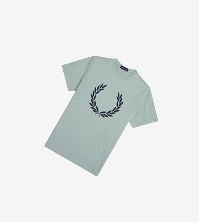 Silver Blue Fred Perry Laurel Wreath Print Men's T Shirts | WIYHC-2915