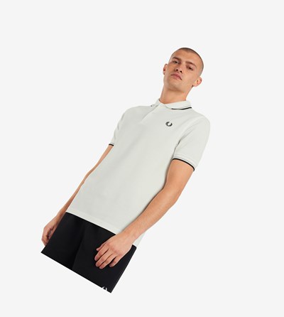 White / Black Fred Perry M3600 Men's Polo Shirts | SKMYQ-2016