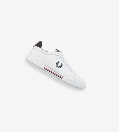 White Fred Perry B722 Men's Sneakers | ELVBD-8196