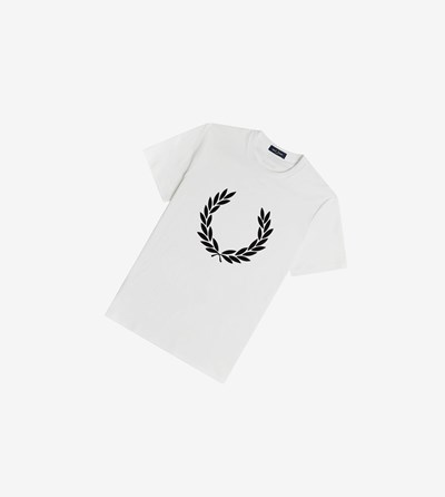 White Fred Perry Flock Laurel Wreath Men's T Shirts | ZBGRE-0586