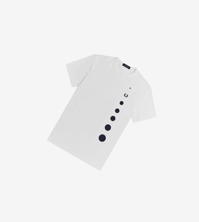 White Fred Perry Gradient Dot Men's T Shirts | RPJAI-8936