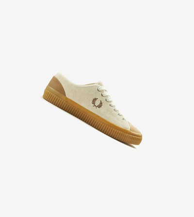 White Fred Perry Hughes Low Men's Canvas Shoes | YRZHF-1675