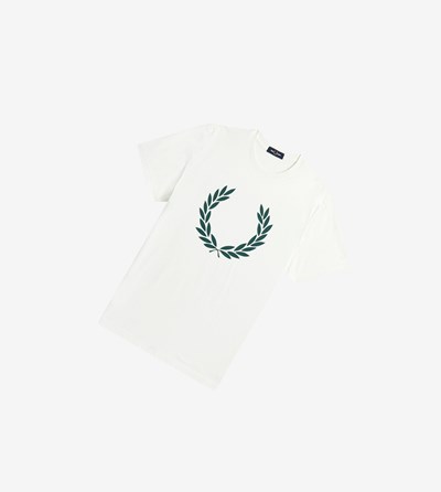 White Fred Perry Laurel Wreath Print Men's T Shirts | XZVLQ-9821