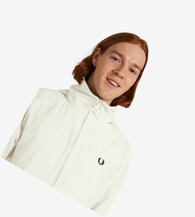 White Fred Perry Patch Pocket Zip Through Jacket Men's Jackets | IUYBS-8795