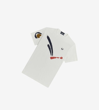 White Fred Perry Reissues Abstract Bouncing Ball Men's T Shirts | ZGVUM-8249