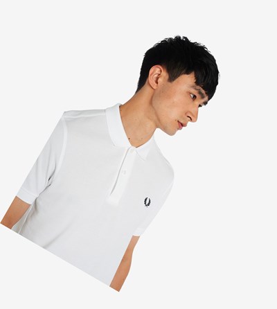 White / Navy Fred Perry M6000 Men's Polo Shirts | CDXSO-3120