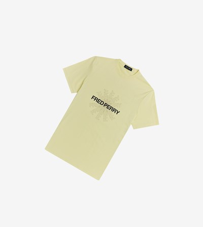 Yellow Fred Perry Graphic Men's T Shirts | GLFCB-1075