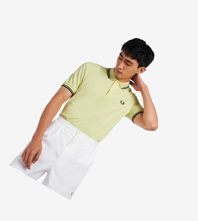 Yellow / Navy / Black Fred Perry M3600 Men's Polo Shirts | JVMZS-1530