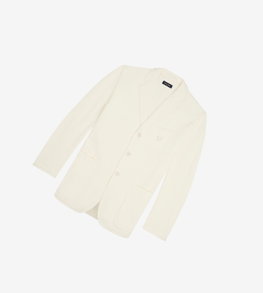 Beige Fred Perry Reissues Textured Blazer Men's Jackets | CWEZY-5819