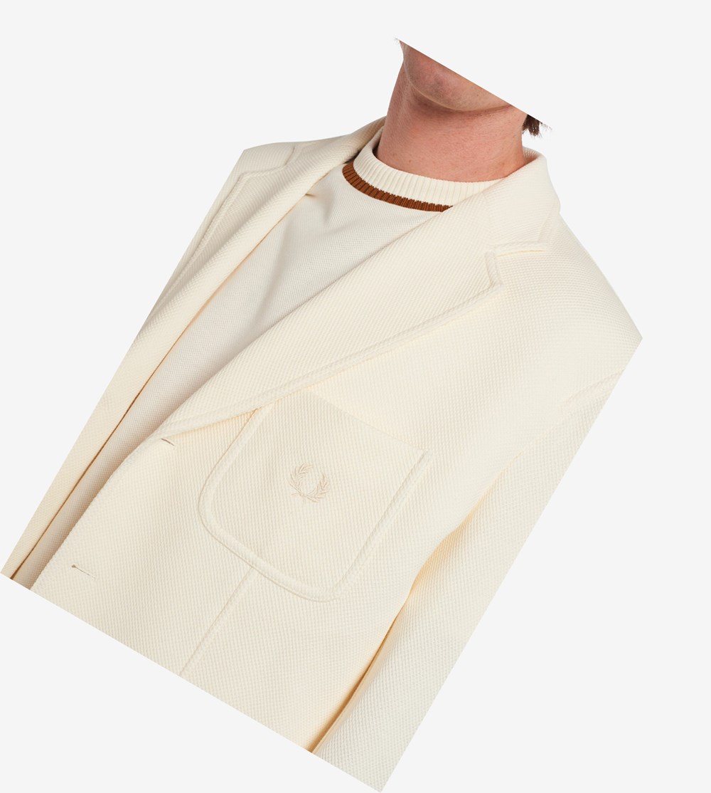 Beige Fred Perry Reissues Textured Blazer Men's Jackets | CWEZY-5819