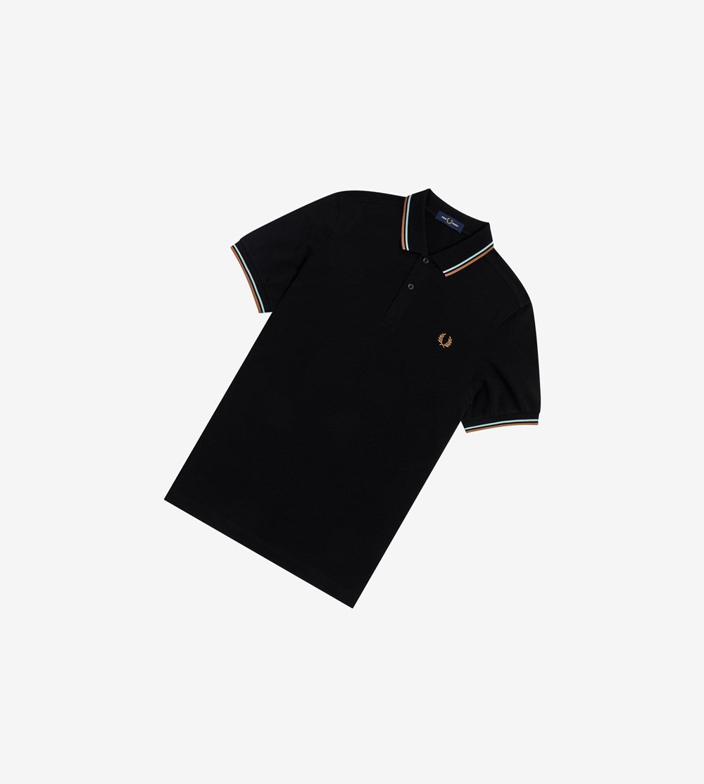 Black / Blue Fred Perry M3600 Men's Polo Shirts | ENXVW-3184