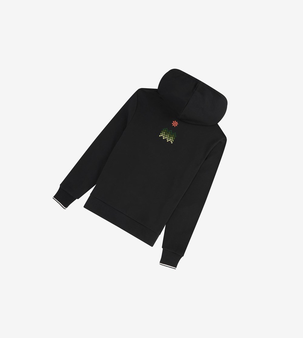 Black Fred Perry Adish Embroidered Hooded Women's Sweatshirt | UJAPI-1829