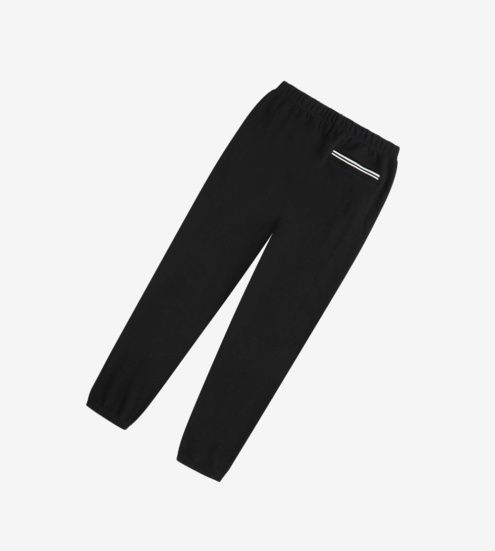 Black Fred Perry Adish Embroidered Sweatpants Men's Trousers | HMTXQ-9256