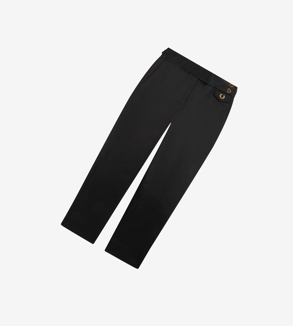 Black Fred Perry Amy Winehouse Foundation High Waist Trousers Women\'s Pants | SKBRM-3874